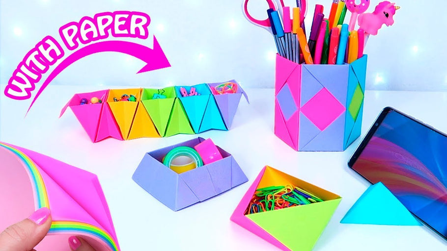 5 DIY DESK ORGANIZER Back to School 2019 Hi guys! Today I'm going to show you how to make 5 DIY ideas with paper to organize your desk
