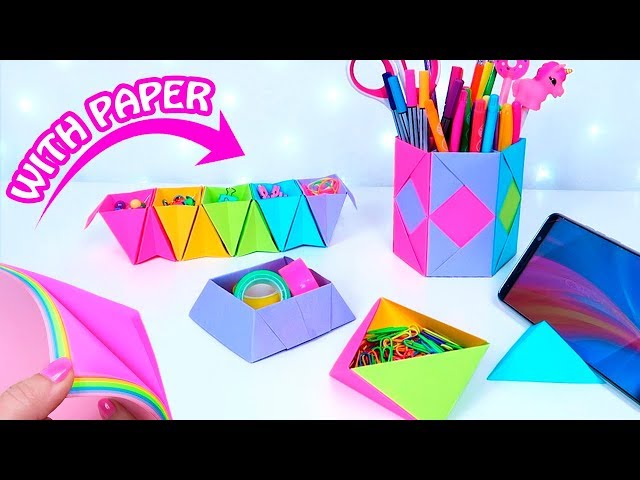 5 DIY DESK ORGANIZER Back to School 2019 Hi guys! Today I'm going to show you how to make 5 DIY ideas with paper to organize your desk