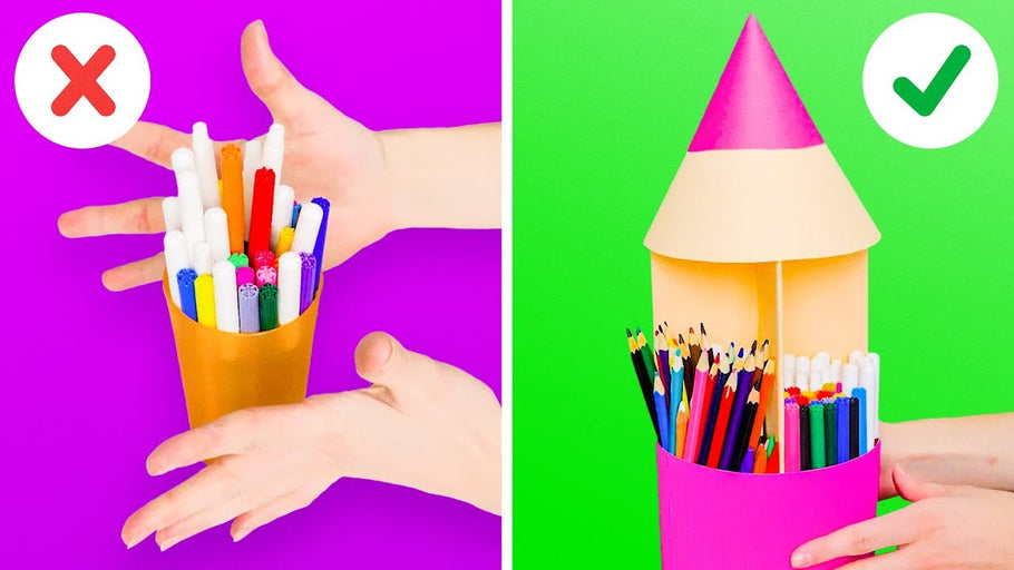 These desk organizers are incredibly cute and creative! All you need is some old cans, shoebox and glue! Let's have some fun!