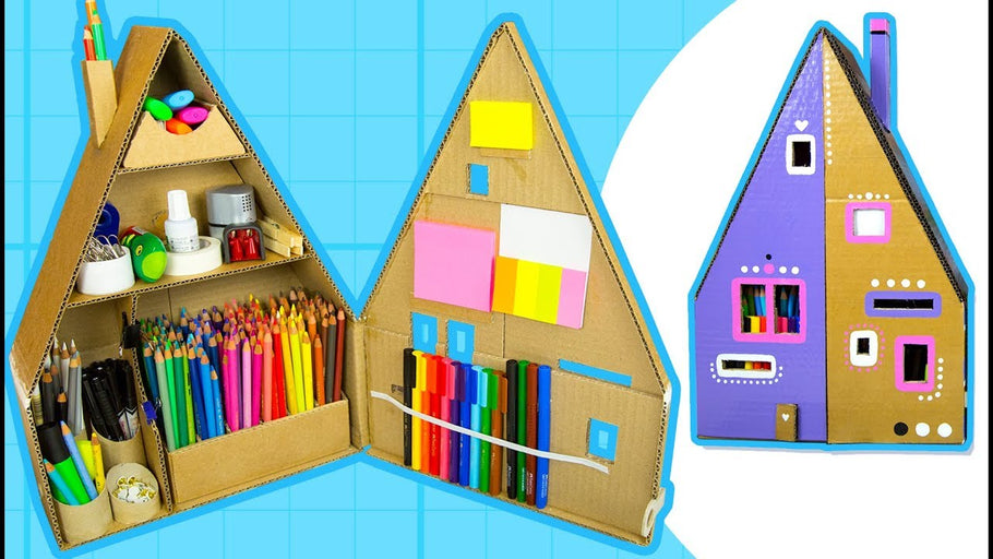 Learn to make a cardboard desk organizer shaped like a house! First we'll turn a box into a house, then we'll turn it into a desk organizer and finally we'll paint ...