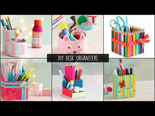 Here is a variety of desk organizing ideas for your stationery, craft, and other tiny everyday supplies