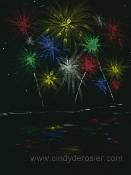 Black Velvet Fireworks Painting