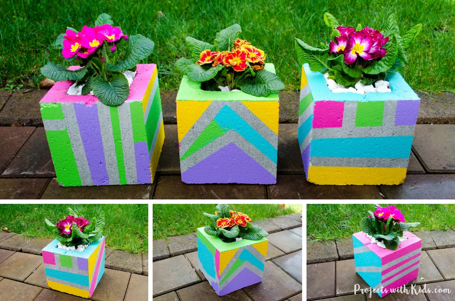 Painted Cinder Blocks Fun Garden Project for Kids