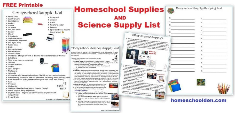Homeschool Supplies & Science Supply List