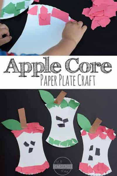 EASY Paper Plate Apple Core Craft