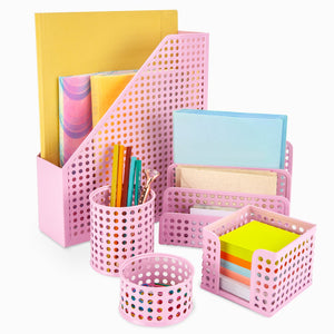 Pink Desk Organizer Set of 5