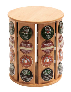 QI Bamboo Rotating Coffee Pod Holder Compatible with Keurig K-Cup (10658)