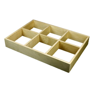 3 Section Adjustable Divider (up to 9 cubicles) organizer insert.  Interior Drawer Dimension Range: Width 12" to 24'", Depth 16 1/16" to 21", Height 2" to 6".