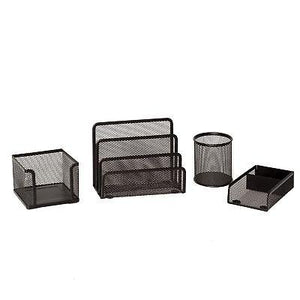 4 Piece Wire Mesh Desk Organizer Set – Black Office Desk Organizers for Women...