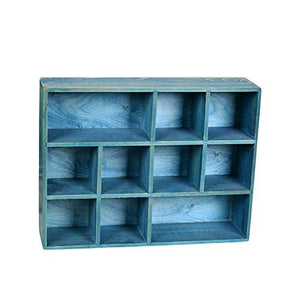 12 Grid Drawer Organizer Wooden Divider Storage Box Wood Craft Boxes For Weddings, Crafts (Brown), 12W*16L*3.5H Inch (Sea Blue)