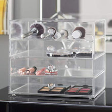 Load image into Gallery viewer, Amazon acrylic plastic handcrafted transparent clear 4 tier drawer storage organizer case for jewelry makeup cosmetic oversized 12 7l x 9 8w x 10 9h inches