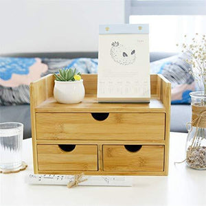 Storage 100 natural bamboo wood shelf organizer for desk with drawers mini desk storage for office supplies toiletries crafts etc great for desk vanity tabletop in home or office
