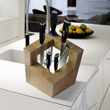 Load image into Gallery viewer, Kitchen artelegno magnetic knife block solid beech wood with sharpener holder luxurious italian pisa collection by master craftsmen displays protects 8 high end knives eco friendly natural finish