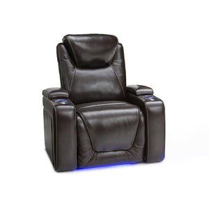 Shop here seatcraft equinox home theater seating leather power recliner adjustable power headrest adjustable powered lumbar support usb charging storage soundshaker lighted cup holders brown