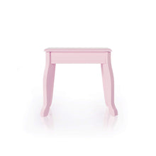 Load image into Gallery viewer, Select nice guidecraft vanity and stool pink kids wooden table and chair set with 3 mirrors and make up drawer storage for toddlers childrens furniture