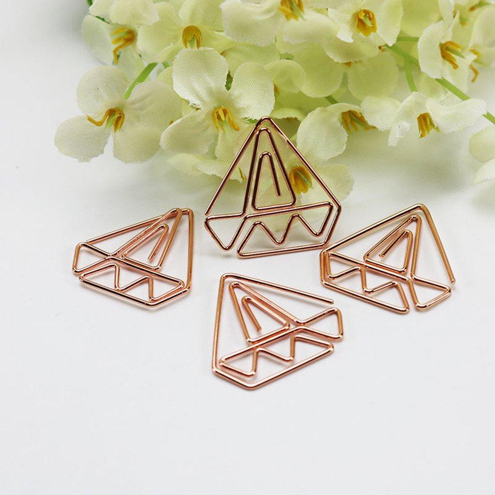 30pcs Diamond Rose Gold Paper Clips in Reusable Acrylic Paper Clip Holder Clear Bookmarks Clips for Book