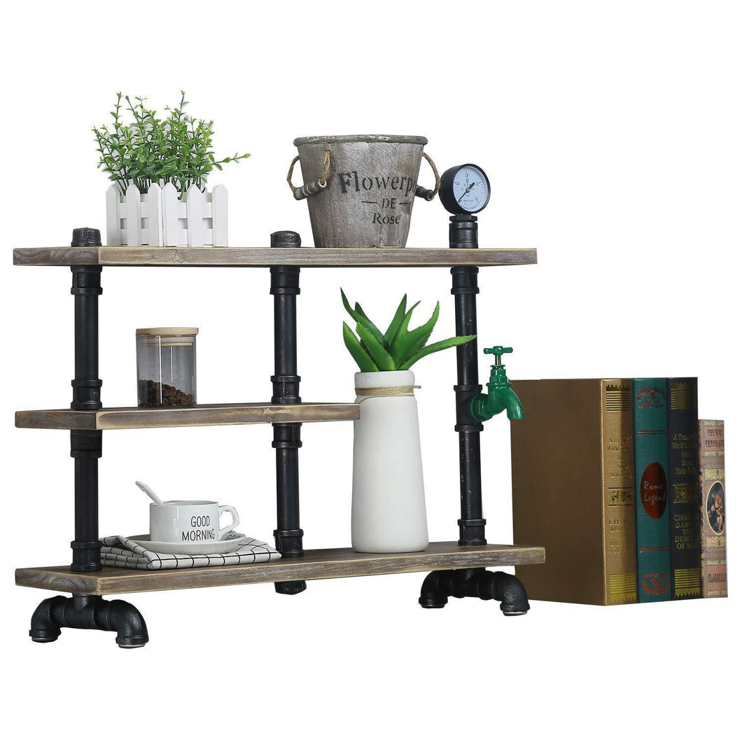 MBQQ 3-Tier Industrial Pipe Wood Shelf Desk Organizer,24