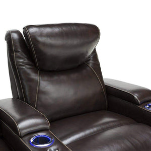 Shop for seatcraft equinox home theater seating leather power recliner adjustable power headrest adjustable powered lumbar support usb charging storage soundshaker lighted cup holders brown
