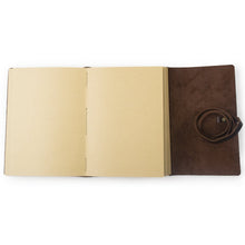 Load image into Gallery viewer, Shop classic genuine leather handmade diary journal travel notebook sketchbook with strap bind stitched by hand with craft paper dark coffee a5 blank craft paper