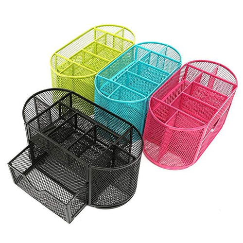 Stationery Desk Organizer 9 cells Metal Mesh Desktop Office Pen Pencil Holder Study Storage