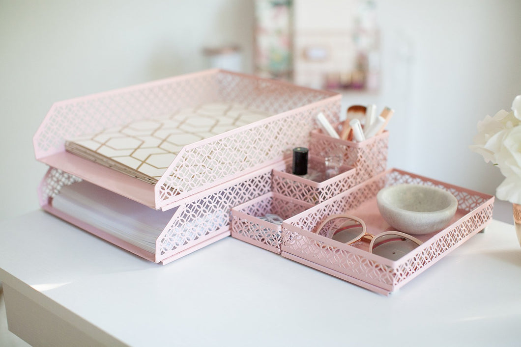 Blu Monaco Pink 6 Piece Cute Desk Organizer Set - Cute Office Desk Accessories