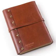 Load image into Gallery viewer, Discover the ancicraft unique genuine leather journal diary with vintage key handmade a5 lined craft paper red brown with gift box red brown a55 8x8 3inch lined craft paper