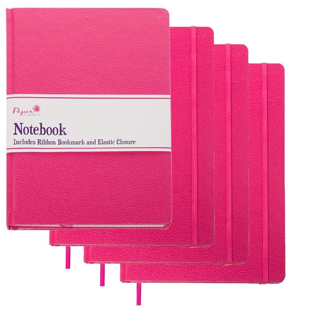 Save paper craft 4 pack 8 5 x 5 5 leatherette lined writing journals wide ruled banded notebook with ribbon bookmark pink a5 size