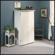 Load image into Gallery viewer, On amazon sauder 158097 harbor view craft armoire l 35 12 x w 21 81 x h 61 58 antiqued white finish