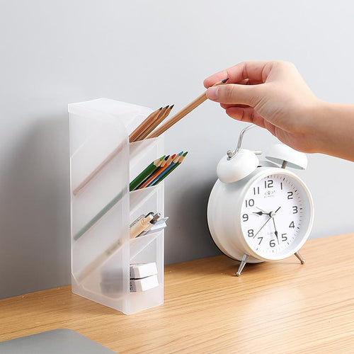 Pen Organizer Storage for Office, School, Home Supplies, Translucent White Pen Storage Holder