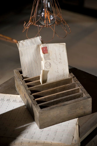 Recycled Wood Adjustable Slotted Postcard Holder - 10-in