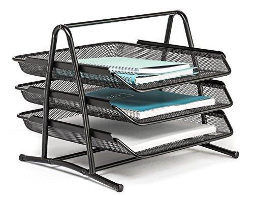 Absales Office Desktop 3 Tier Letter Tray Organizer - Desk File Paper Document Inbox Outbox -