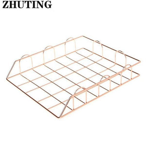 1 Pc Folding Wrought Iron Letter Magazine Newspaper Holder Storage Rack File Tray for Office Desk Organizer Racks