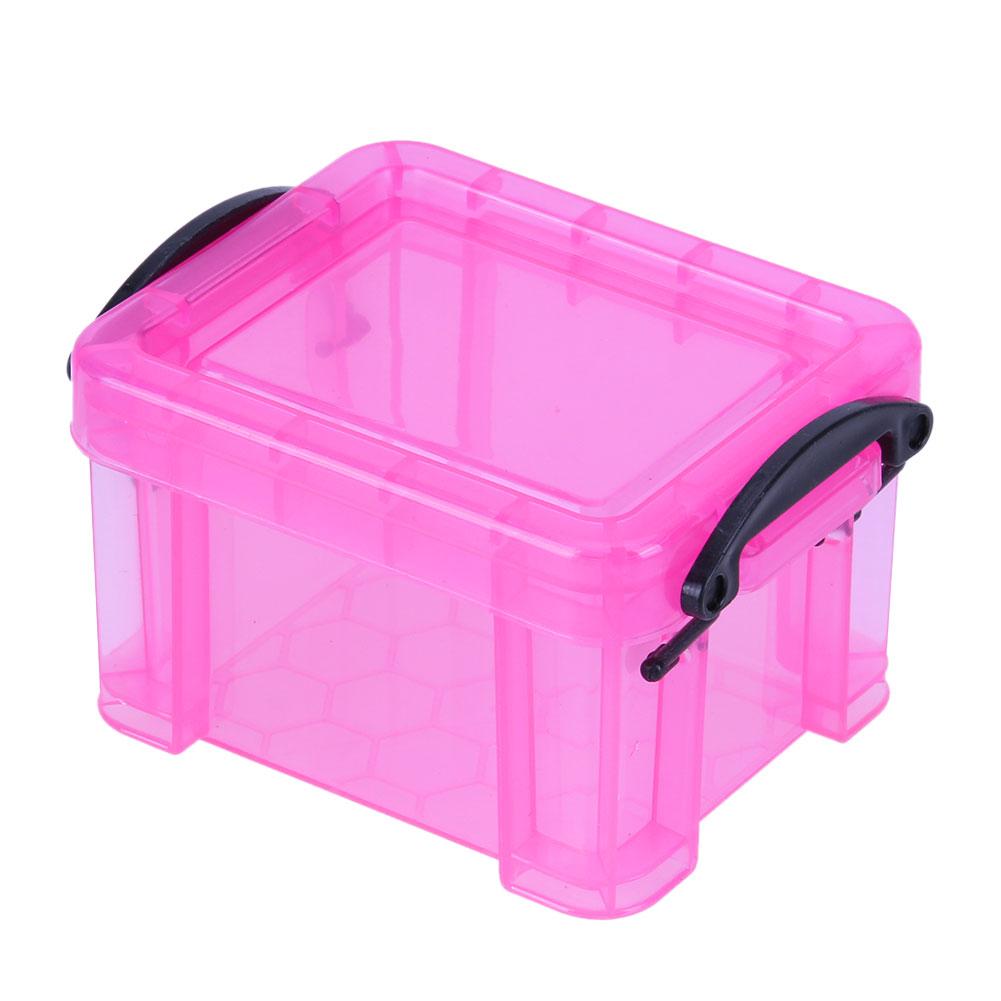 1Pc Storage Box Plastic Mini Lock Boxes Super Cute Storage Desk Organizer Home Furnishing Trumpet Container Pink