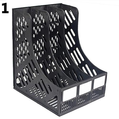 3 Sections Magazine File Stand Holder Home Office Document Storage Desk Organizer