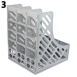 3 Sections Magazine File Stand Holder Home Office Document Storage Desk Organizer