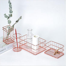 Load image into Gallery viewer, Rose Gold Metal Wire Desk Organizers