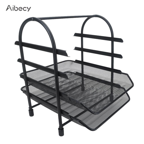 1 Pc Desk Organizer File Document Letter Paper Tray Sorter Collection Office Desktop Organizer Holder Shelf Metal Mesh